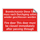 Brandschutztür Diese Tür muss /.../ - Fire door This door must be closed /.../