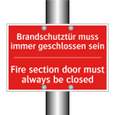 Brandschutztür muss immer geschlossen /.../ - Fire section door must always /.../