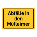 Abfälle in den Mülleimer