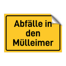 Abfälle in den Mülleimer