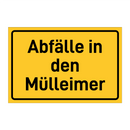 Abfälle in den Mülleimer