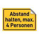 Abstand halten, max. 4 Personen