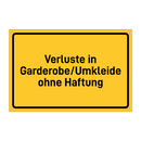 Verluste in Garderobe/Umkleide ohne Haftung & Verluste in Garderobe/Umkleide ohne Haftung