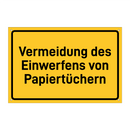 Vermeidung des Einwerfens von Papiertüchern & Vermeidung des Einwerfens von Papiertüchern