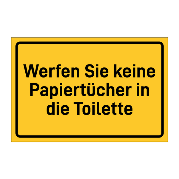 Werfen Sie keine Papiertücher in die Toilette & Werfen Sie keine Papiertücher in die Toilette