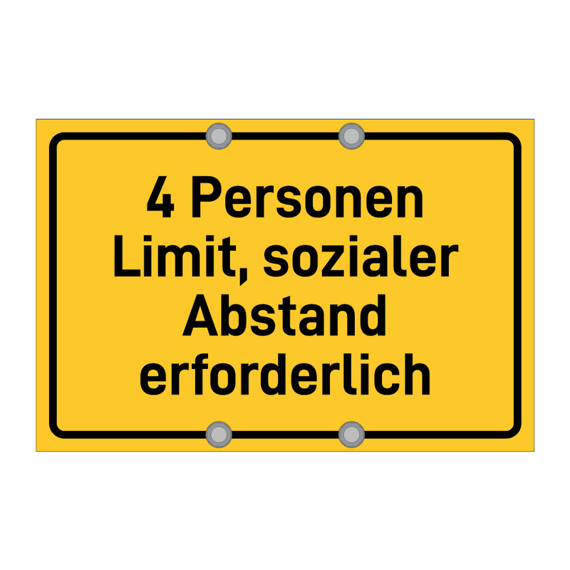 4 Personen Limit, sozialer Abstand erforderlich
