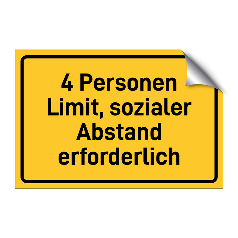 4 Personen Limit, sozialer Abstand erforderlich