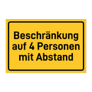 Beschränkung auf 4 Personen mit Abstand
