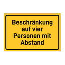 Beschränkung auf vier Personen mit Abstand
