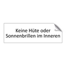 Keine Hüte oder Sonnenbrillen im Inneren