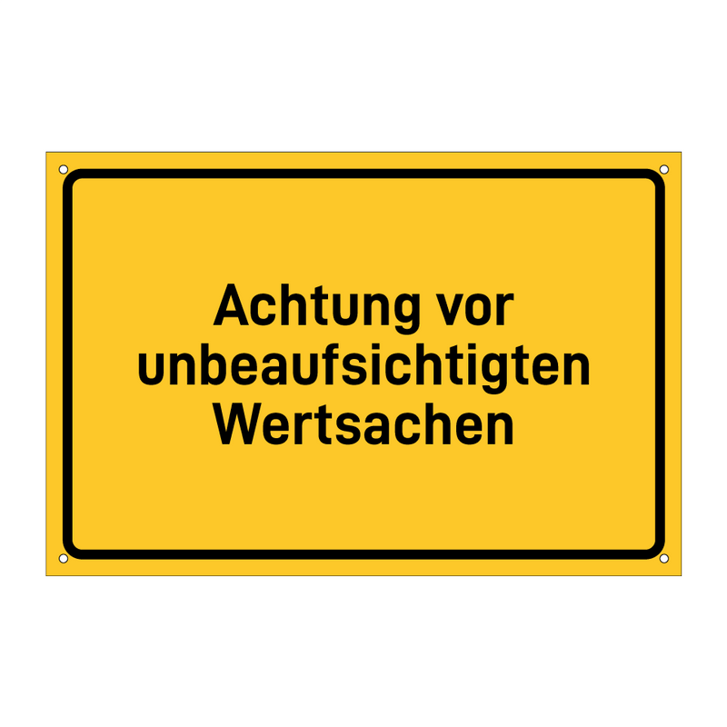 Achtung vor unbeaufsichtigten Wertsachen