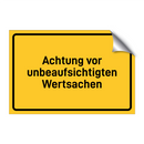 Achtung vor unbeaufsichtigten Wertsachen