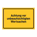 Achtung vor unbeaufsichtigten Wertsachen