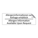 Allergeninformationen auf Anfrage /.../ - Allergen Information Available /.../
