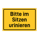 Bitte im Sitzen urinieren