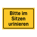 Bitte im Sitzen urinieren