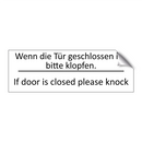 Wenn die Tür geschlossen ist, /.../ - If door is closed please knock