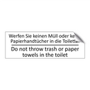 Werfen Sie keinen Müll oder keine /.../ - Do not throw trash or paper towels /.../