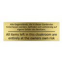 Alle Gegenstände, die in dieser /.../ - All items left in this cloakroom /.../