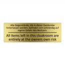 Alle Gegenstände, die in dieser /.../ - All items left in this cloakroom /.../