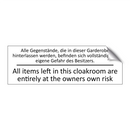 Alle Gegenstände, die in dieser /.../ - All items left in this cloakroom /.../