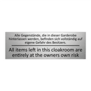 Alle Gegenstände, die in dieser /.../ - All items left in this cloakroom /.../