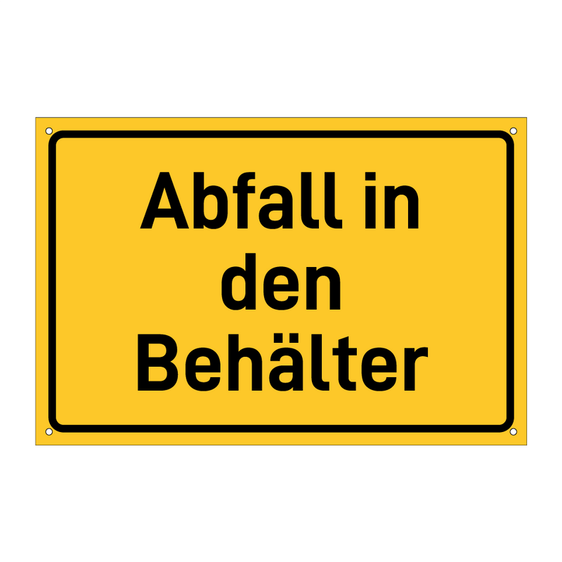 Abfall in den Behälter