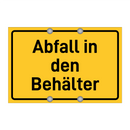 Abfall in den Behälter