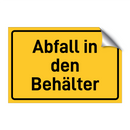 Abfall in den Behälter