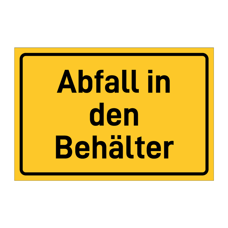 Abfall in den Behälter