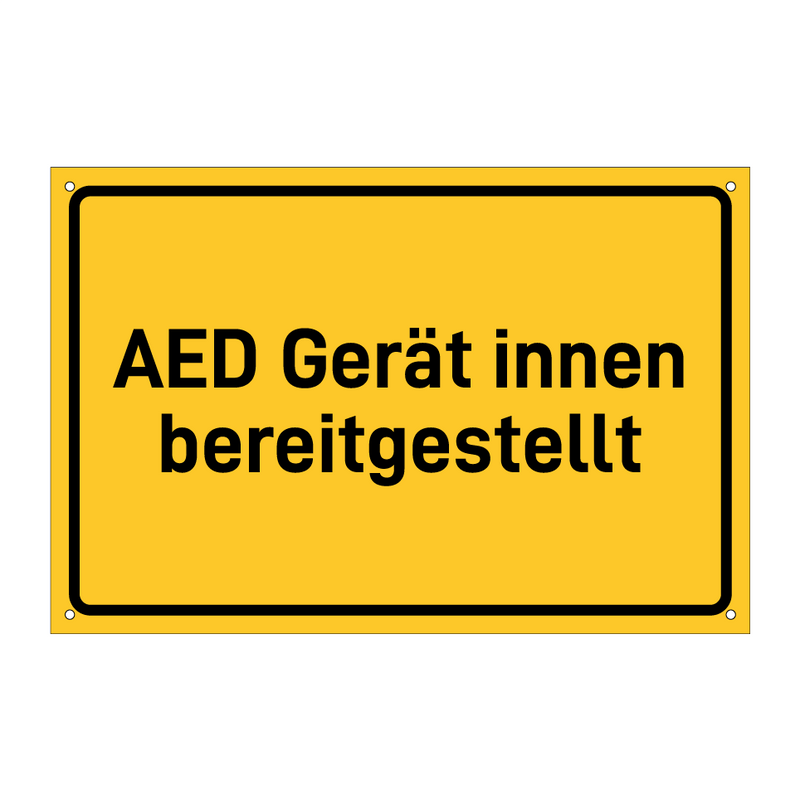 AED Gerät innen bereitgestellt