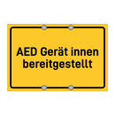 AED Gerät innen bereitgestellt