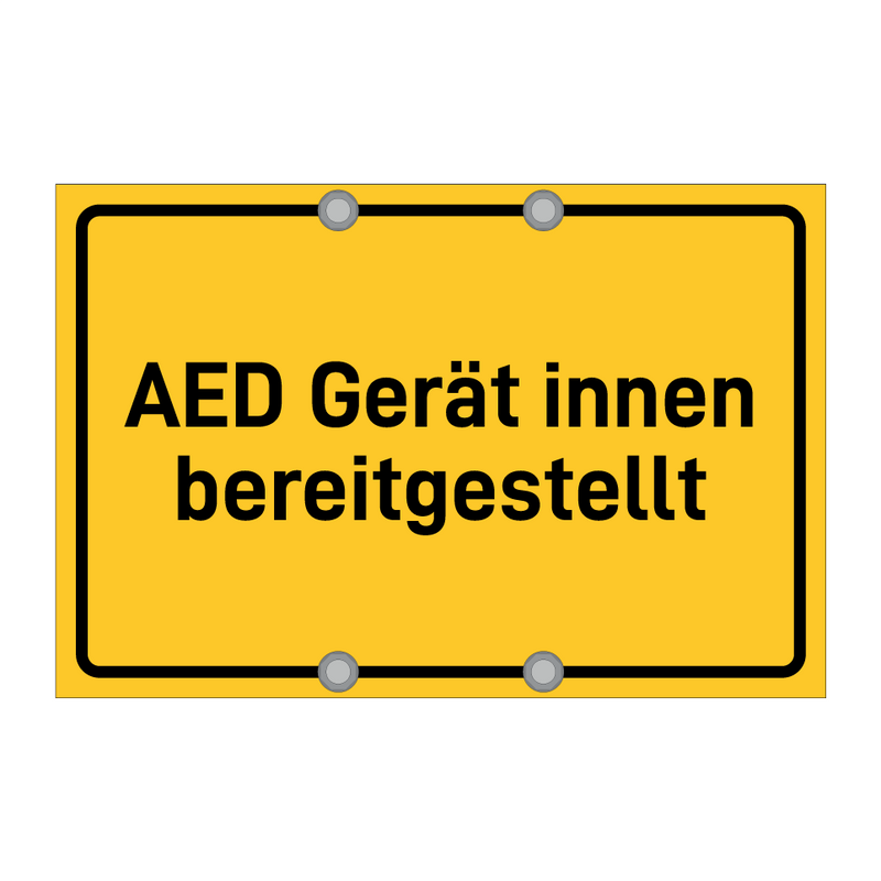 AED Gerät innen bereitgestellt