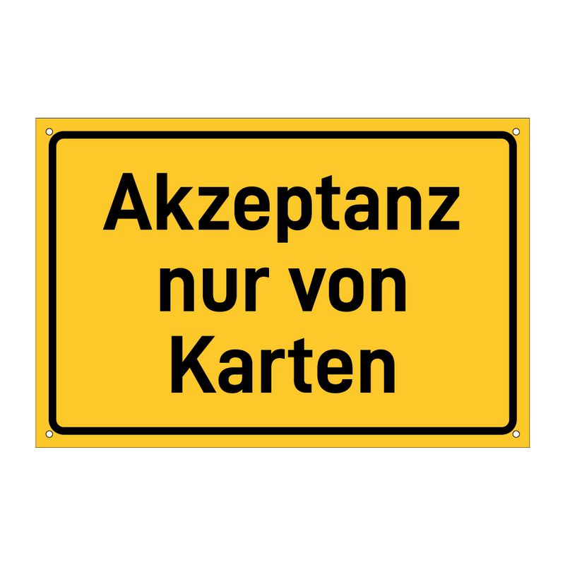 Akzeptanz nur von Karten