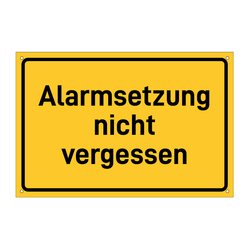 Alarmsetzung nicht vergessen
