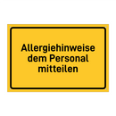 Allergiehinweise dem Personal mitteilen