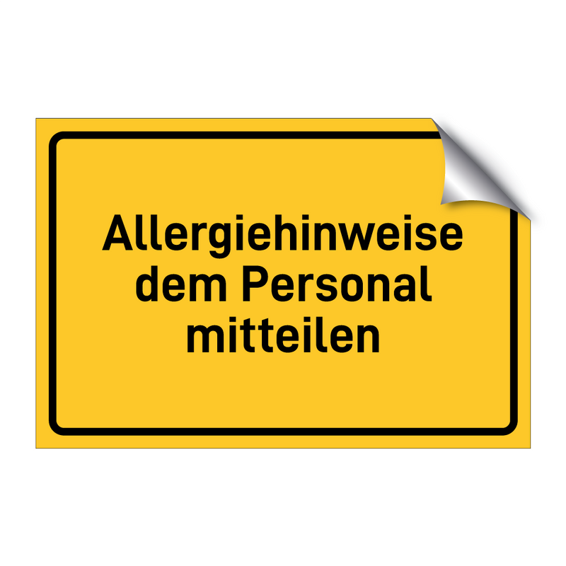 Allergiehinweise dem Personal mitteilen