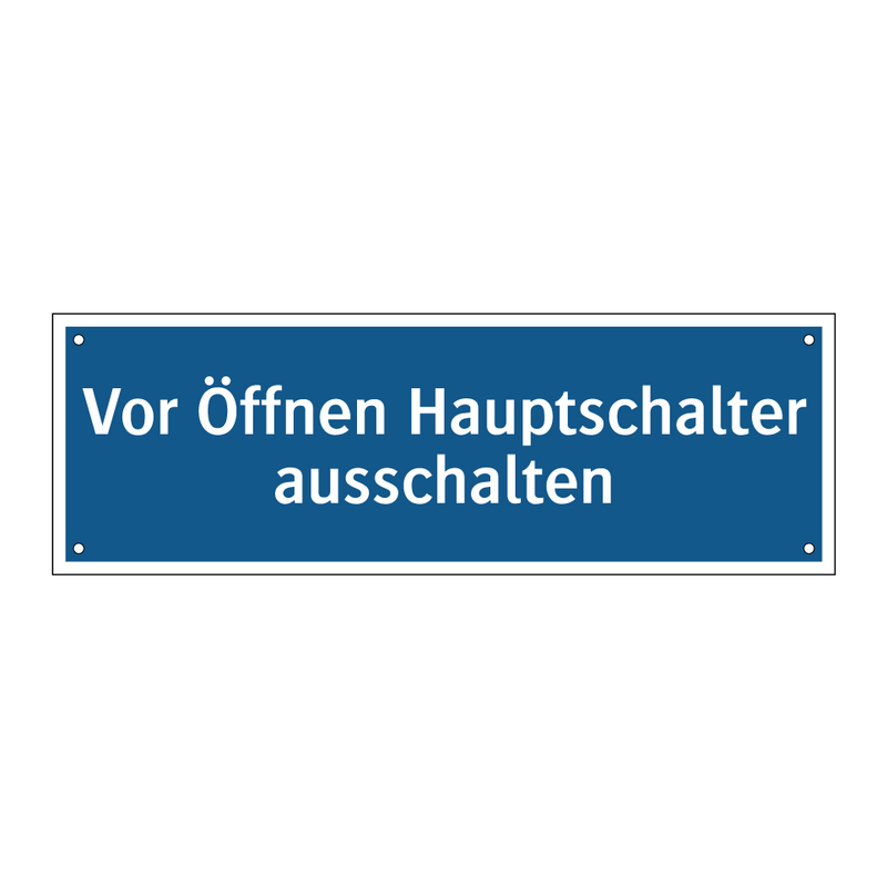 Vor Öffnen Hauptschalter ausschalten
