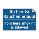 Ab hier ist Rauchen erlaubt - From here smoking is allowed