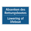 Absenken des Rettungsbootes - Lowering of lifeboat