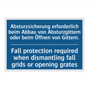 Absturzsicherung erforderlich /.../ - Fall protection required when /.../