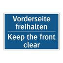 Vorderseite freihalten - Keep the front clear