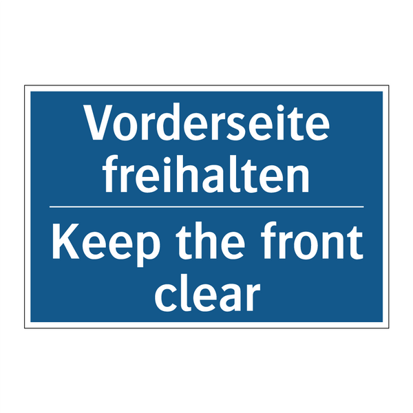 Vorderseite freihalten - Keep the front clear