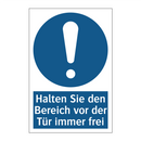 Halten Sie den Bereich vor der Tür immer frei