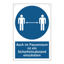 Auch im Pausenraum ist ein Sicherheitsabstand einzuhalten