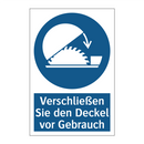 Verschließen Sie den Deckel vor Gebrauch