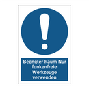 Beengter Raum Nur funkenfreie Werkzeuge verwenden