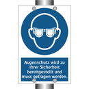 Augenschutz wird zu Ihrer Sicherheit bereitgestellt und muss getragen werden.