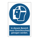 In diesem Bereich muss Gesichtsschutz getragen werden.
