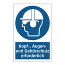 Kopf-, Augen- und Gehörschutz erforderlich